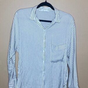 Satin Pinstripe Buttondown Blouse
